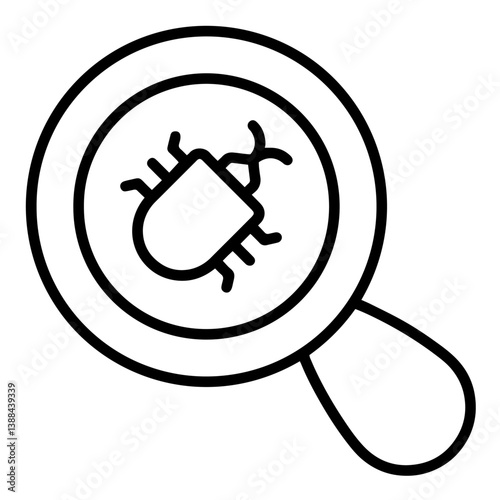 Magnifying Glass with a Beetle Inside, Finding or Discovering Bugs in Furniture, Pest Detection, Eradication. household inspection, insect removal, bug search, and hygiene measures in cleaning routine