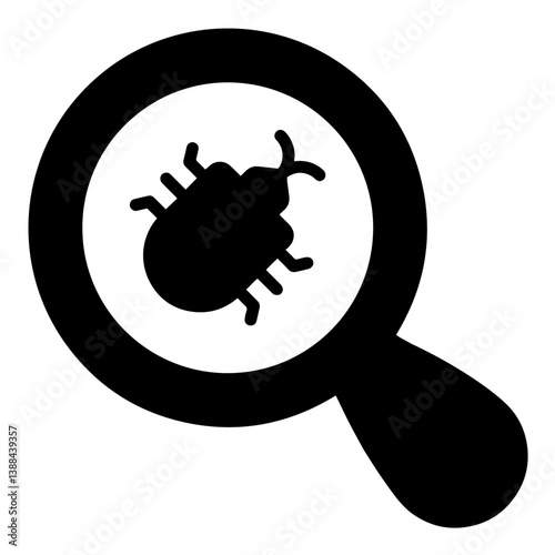 Magnifying Glass Showing a Beetle Inside, Representing Pest Control, Detection and Bug Removal, Extermination  Services for Insect Control.