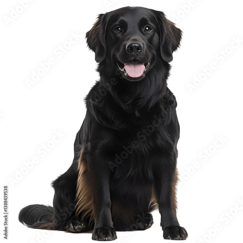 Black Golden Retriever breed - Dog isolated on transparent background, showcasing the breed's striking black coat, friendly nature, and loyal temperament