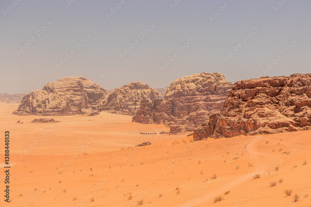 Fototapeta premium Rocky landscape of Wadi Rum desert, Jordan