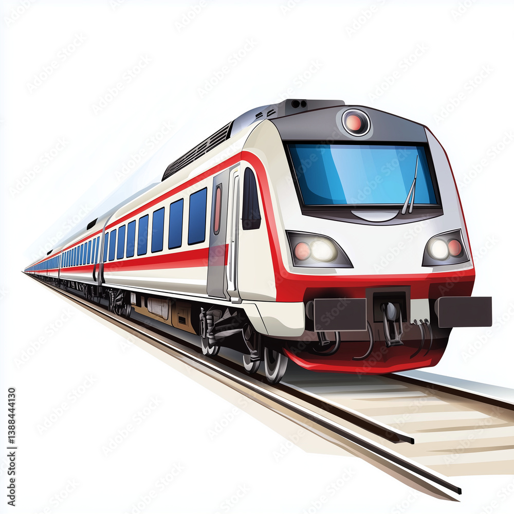 Fototapeta premium train in motion clipart illustration isolated on white background generative ai