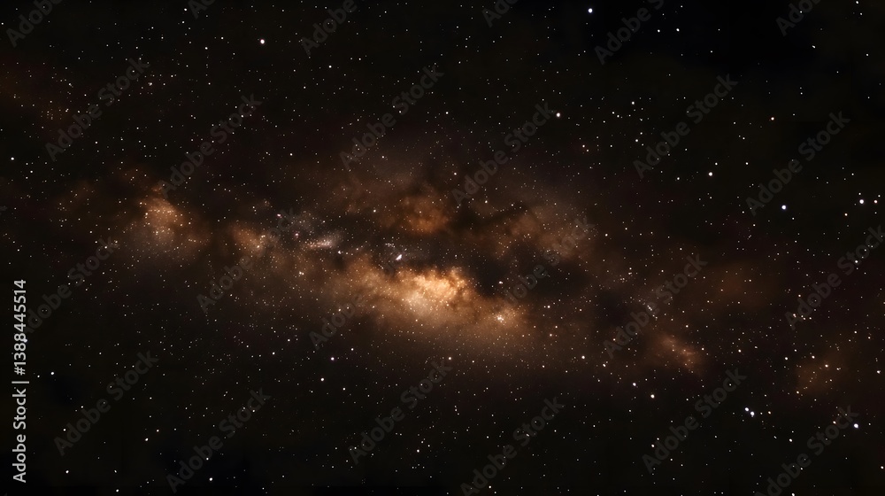 Fototapeta premium Stunning Golden Nebula Cosmic Background Night Sky Stars