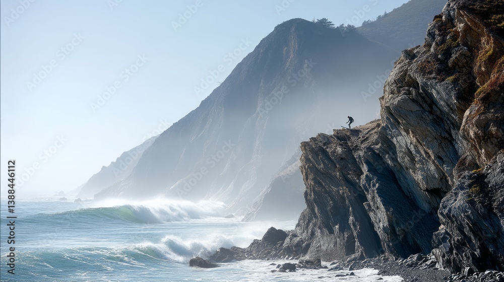 Surrealism Cliff Surfer Perspective Wave Riding Exquisite Surrealism Cliff Surfer Perspective Wave Riding Exquisite