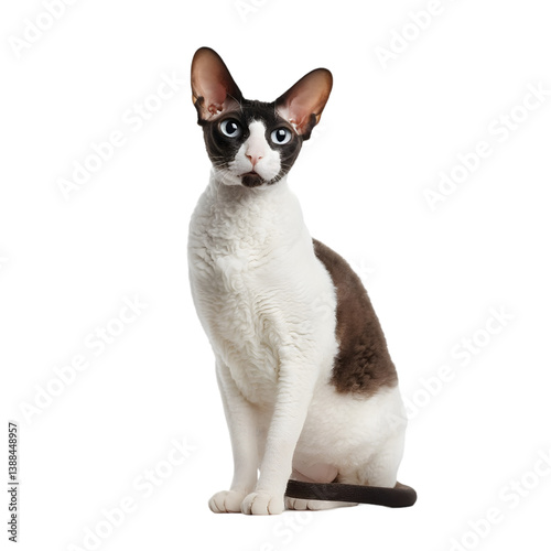cornish rex cat isolated on transparent background showcasing its unique curly coat and elegant, playful nature