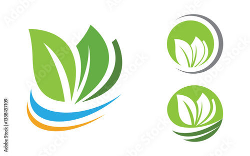 Nature leaf ecology vegan concept Logo illustration v.63