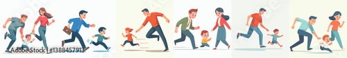 Vector collection Chasing a little boy while playing