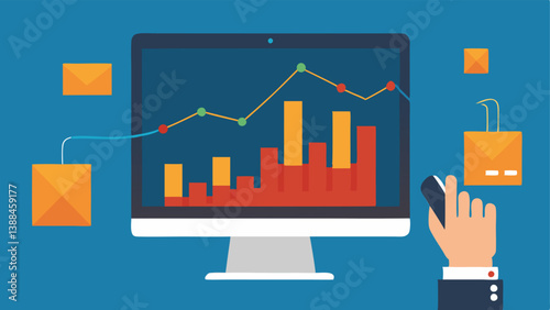 Computer Monitor A computer monitor displaying multiple graphs and fluctuating lines with a traders hand hovering over a mouse ready to exee trades.