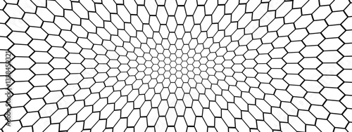 Warped soccer or fishing net. Wire or lace pattern. Black mesh texture isolated on white background. Metallic or fabric fence, fishnet, cage or lattice structure. Vector graphic Illustration.