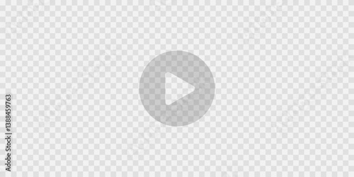 Play icon on transparent background. Video player template. Empty movie computer or television screen. Push, click, start or record button on multimedia app window interface. Vector illustration.