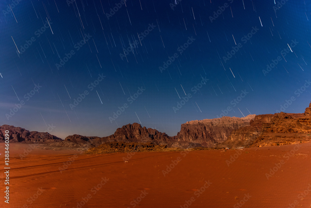 Night view of Wadi Rum desert, Jordan