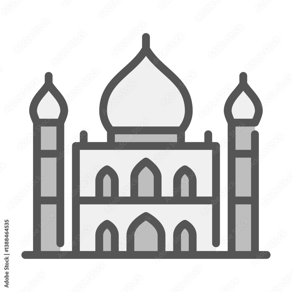 mosque building filled outline icon. architecture color line illustration. mosque building filled outline icon. architecture color line illustration.