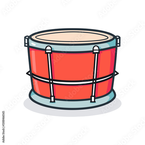 Illustration of a Red Drum with Mounting Hardware A Musical Instrument and Rhythm Maker