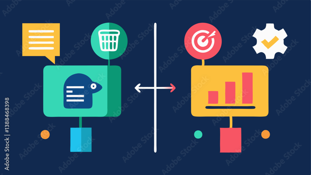 Optimized Campaigns A sidebyside comparison of marketing campaigns before and after AI optimization with metrics improved dramatically on one side highlighted by AI icons. Optimized Campaigns A sidebyside comparison of marketing campaigns before and after AI optimization with metrics improved dramatically on one side highlighted by AI icons.