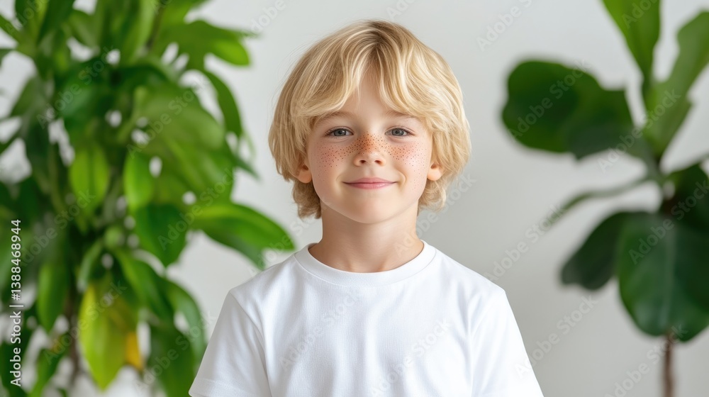 Portrait of a friendly young boy amidst lush greenery Portrait of a friendly young boy amidst lush greenery