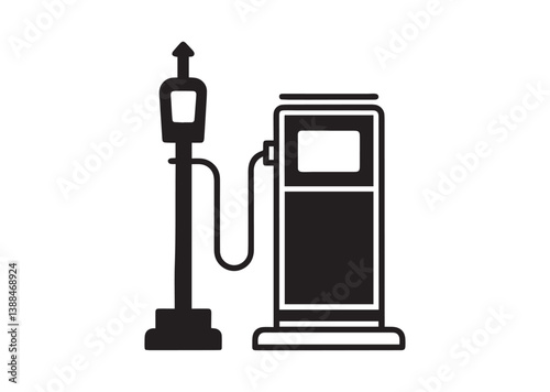Gas pump icon, Gas pump and electric charge station silhouette vector