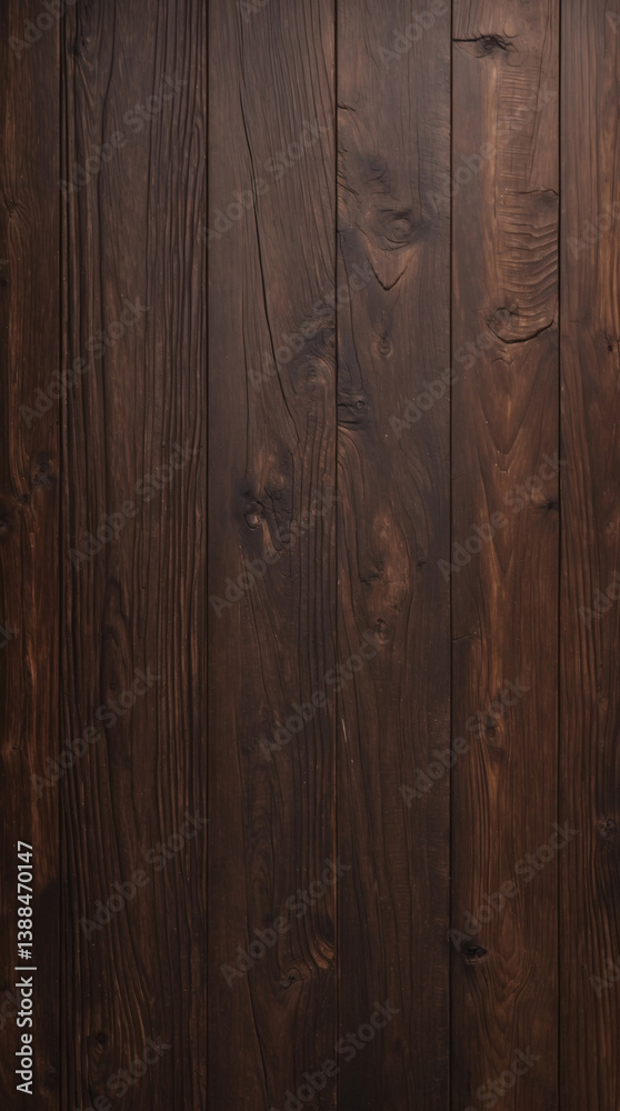 Naklejka premium High definition polished warm dark brown wood texture image for wallpaper background with wood grain surface premium stock photography