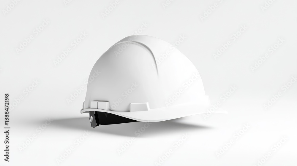 A white hard hat sits on a plain white background. The hat is clean and smooth. The image is simple and well-lit. It uses a minimalist style. The color palette is monochromatic, creating a calm mo A white hard hat sits on a plain white background. The hat is clean and smooth. The image is simple and well-lit. It uses a minimalist style. The color palette is monochromatic, creating a calm mo