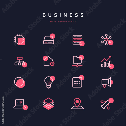 dark theme line icon sheet _business03
