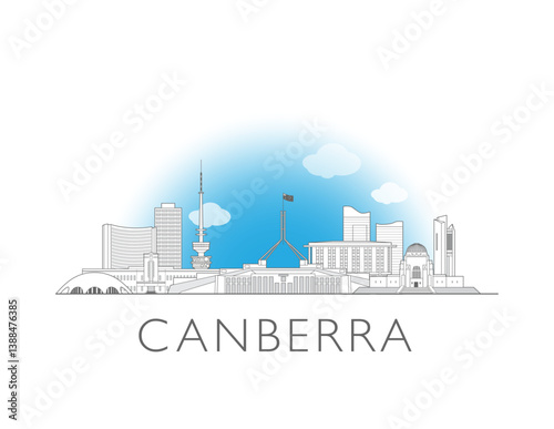 Canberra, Australia cityscape illustration skyline drawing