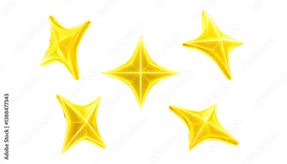 3d sparkle star set. Stock PNG illustration on isolated background. 3d sparkle star set. Stock PNG illustration on isolated background.