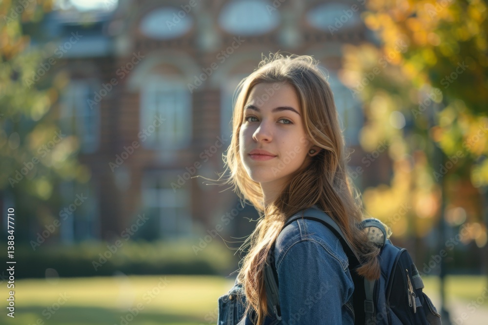 Portrait of a young Caucasian female student on college campus Portrait of a young Caucasian female student on college campus