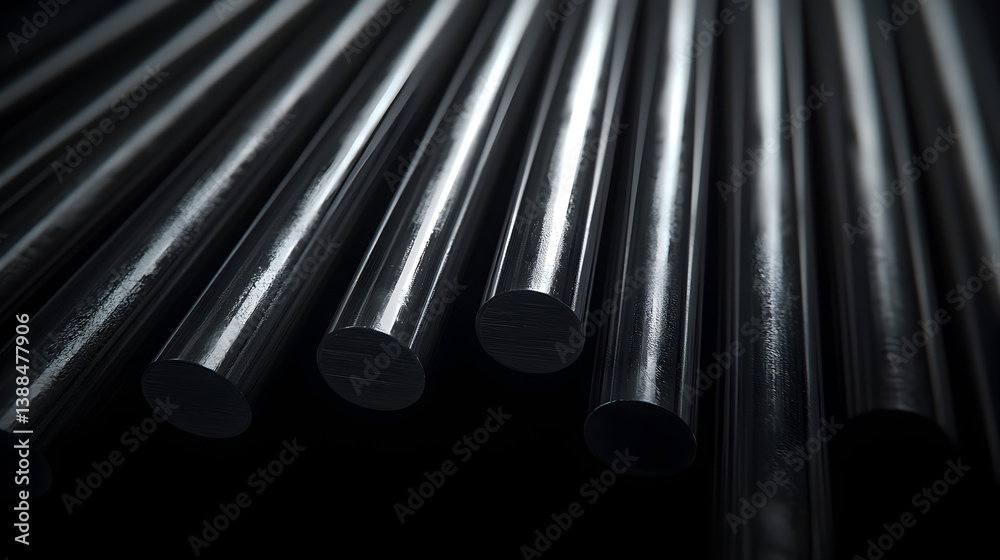 Sleek, black metal rods arranged in a visually appealing pattern. Perfect for industrial, technology, or abstract design projects.