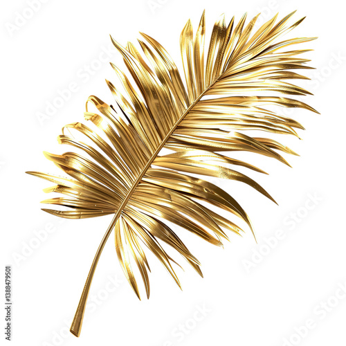 Gold Palm Leaf on Transparent Background