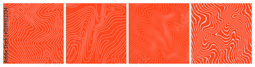 Salmon Meat Seamless Patterns. Sushi Fish Fillet Abstract Texture. Vector Salmon Steak Backgrounds.