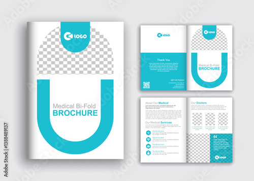 Medical bi fold brochure template layout design