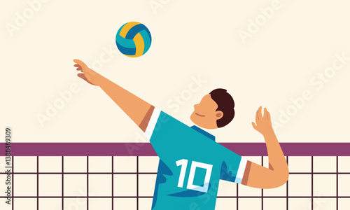 Volleyball Player Spiking Action Illustration