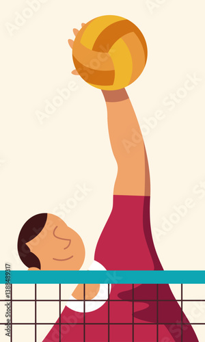 Volleyball Player Spiking the Ball