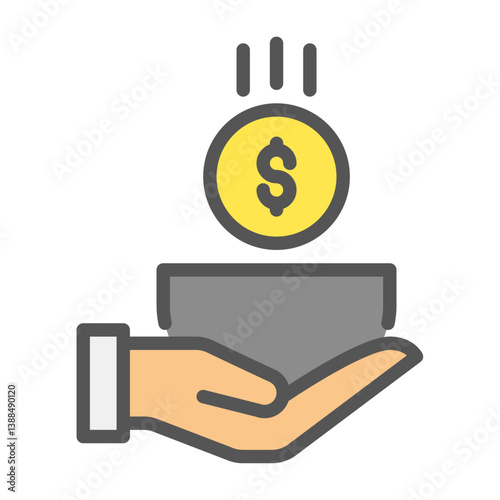 beggar filled outline icon. poverty color line illustration.