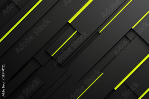 Fotografía Abstract Black and Neon Green Geometric Background Design Art