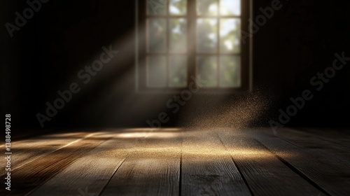 Sunlight streams through a window onto a wooden floor, creating a warm and inviting atmosphere