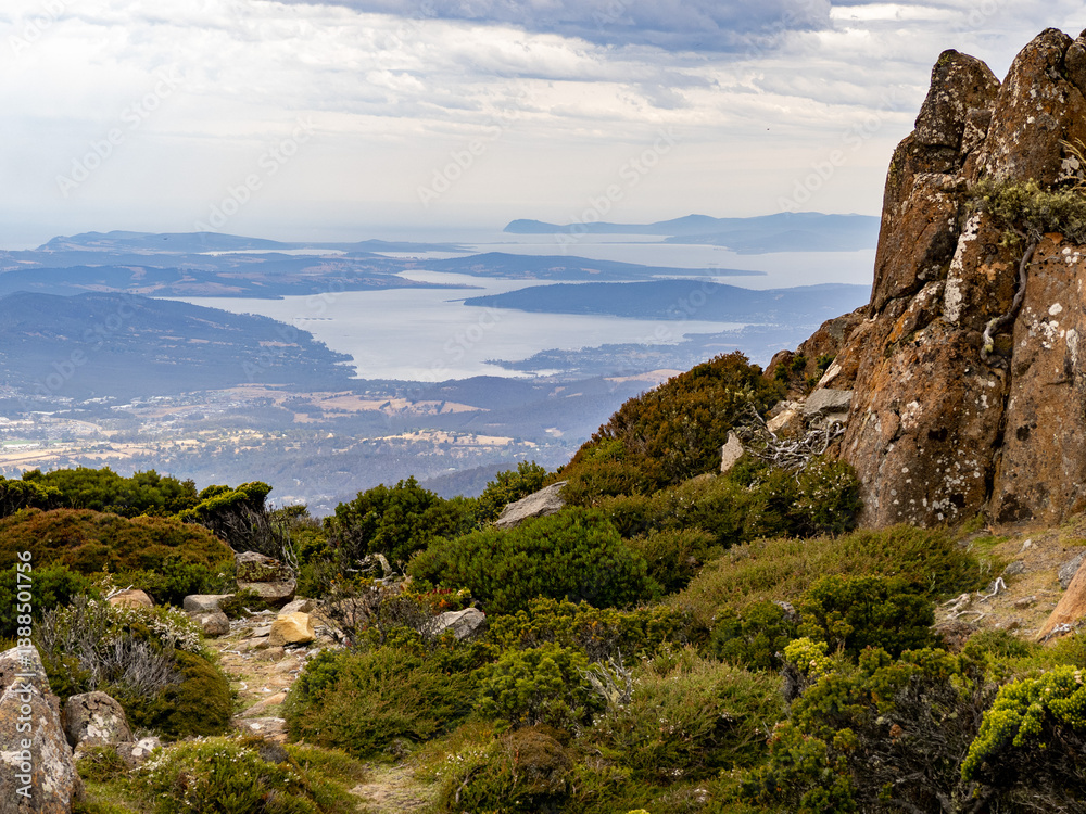 Fototapeta premium Derwent River Estuary, from Mount Wellington, Tasmania