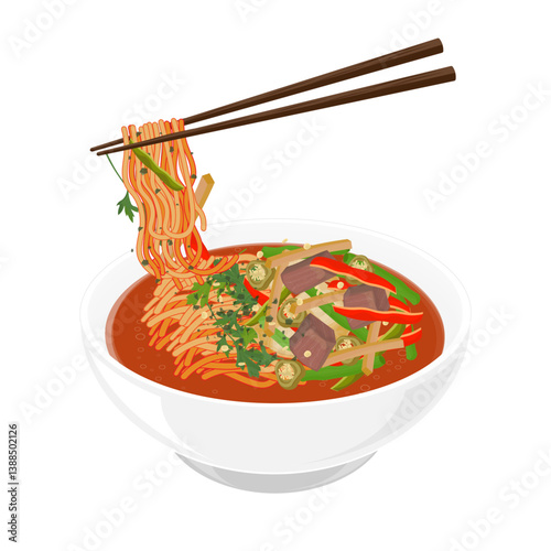 Vector Illustration Logo Clipart Traditional Beef Soup Laghman 