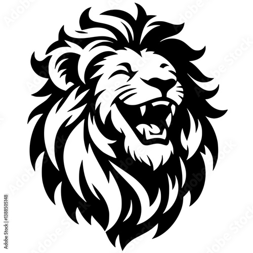 Silhouette portrait of a laughing lion