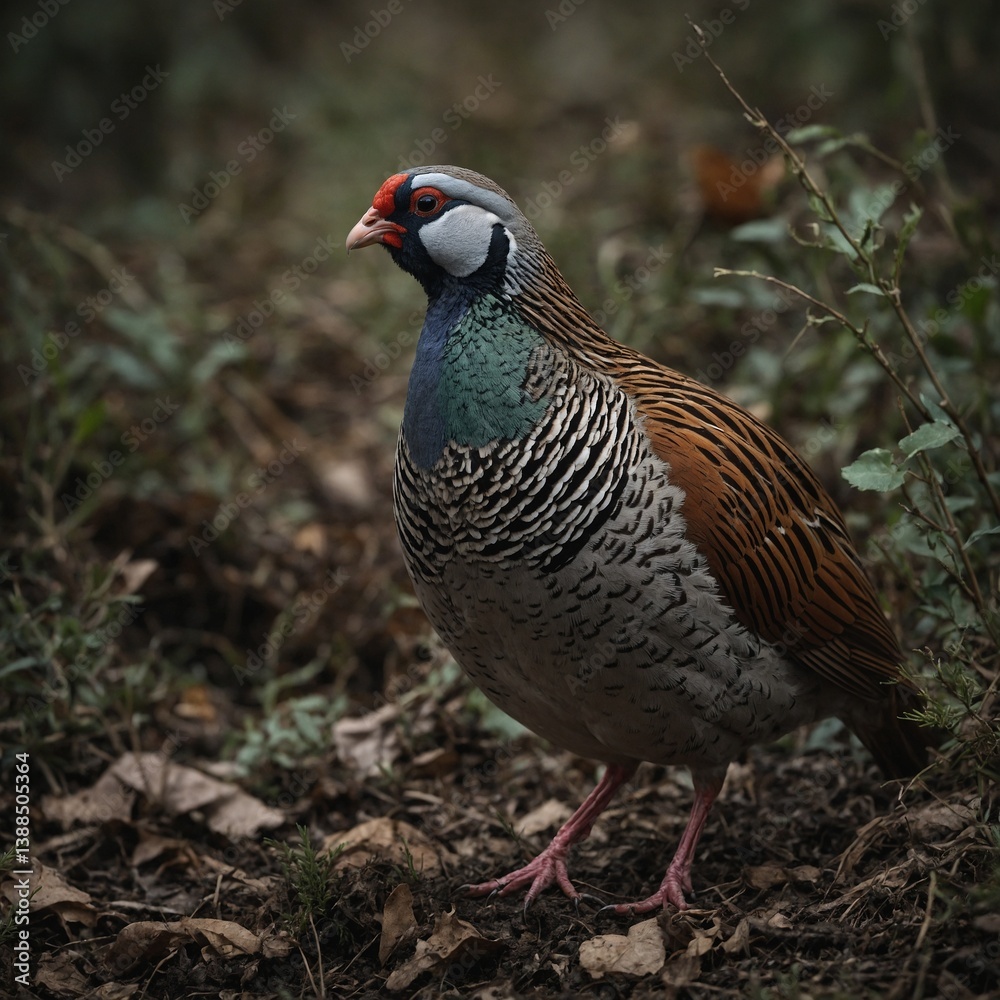 Fototapeta premium A dramatic contrast between a partridge and its environment.