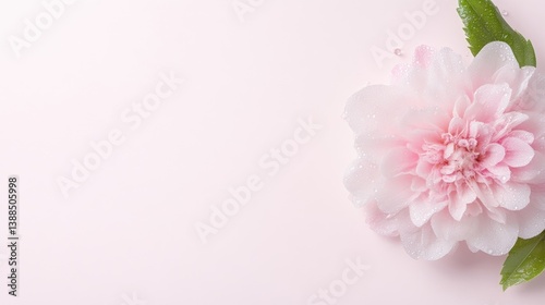 Delicate pink flower on pastel background