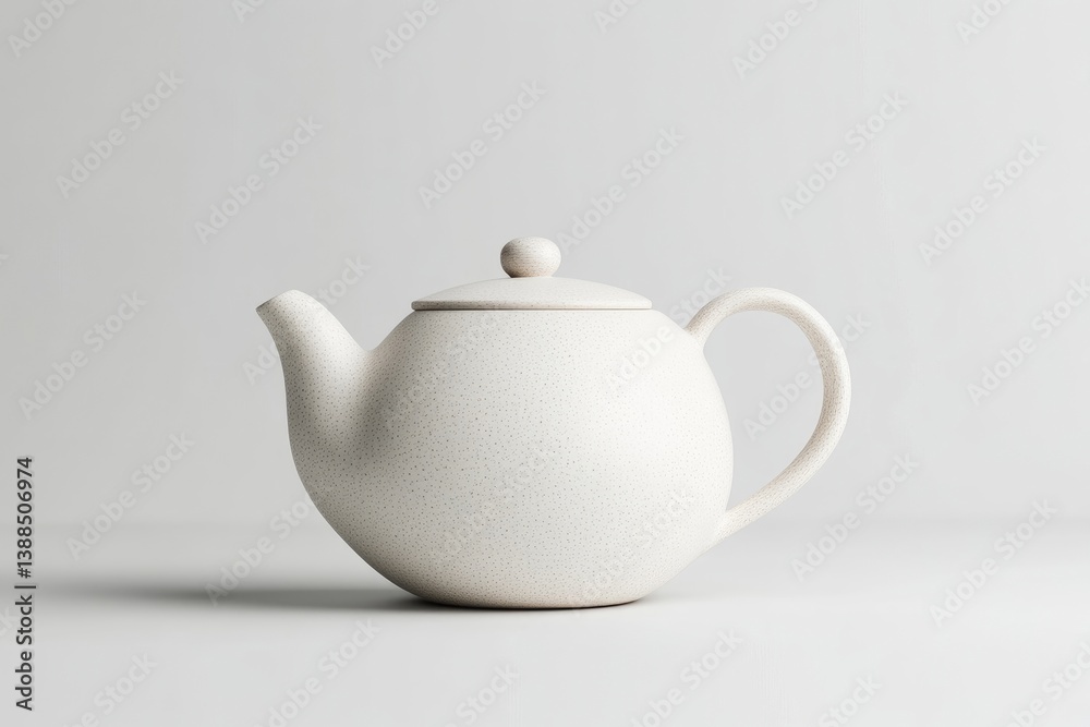 Simple, round, cream-colored tea pot Simple, round, cream-colored tea pot