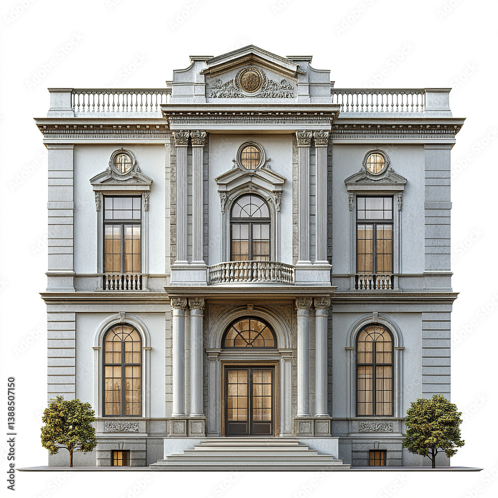 Obraz premium Elegant neoclassical building with ornate details and symmetry