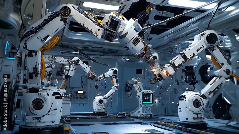 Mechanical arms constructing robotic arms for autonomous surgical procedures in a medical lab, robotic arms fitting scalpels, imaging systems Mechanical arms constructing robotic arms for autonomous surgical procedures in a medical lab, robotic arms fitting scalpels, imaging systems