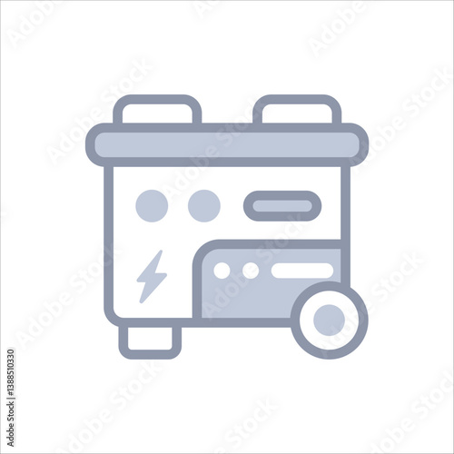 A simple greyscale icon of a generator set symbolizing reliable power generation and backup energy solutions.
