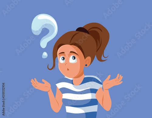 Puzzled Teen Not Knowing What to Choose Vector Cartoon. Confused teenager looking for the answers to her questions
