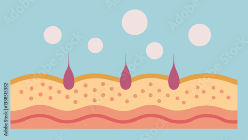 Microscopic View A microscopic representation of skin with visible elastin fibers being fortified by exosomes.