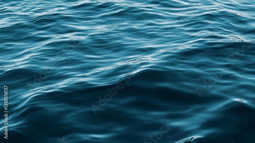 Reflective water surface with subtle waves in azure blue. Water background