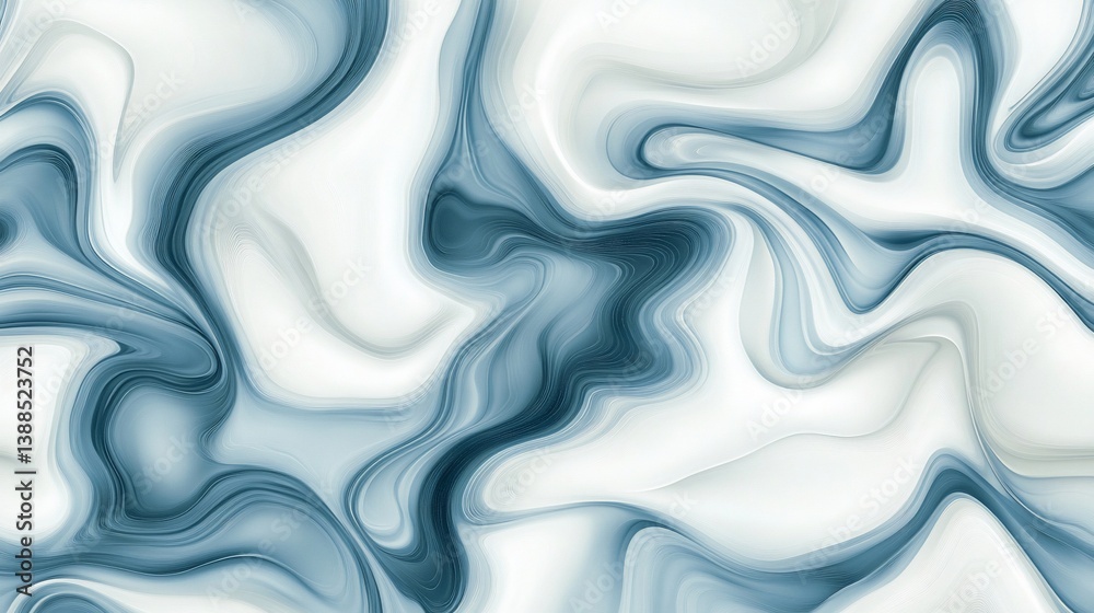 Obraz premium Elegant Marble Swirls in Azure Blue and White: A Serene Abstract Design