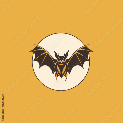 Bat Moon Night Vector Graphic.