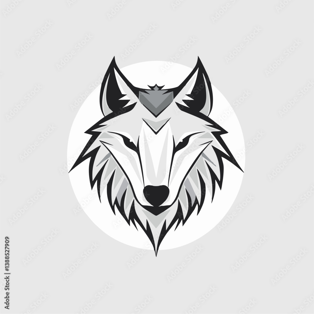 Obraz premium Wolf head with grayscale, and geometric art.