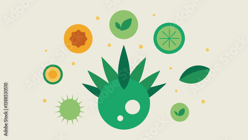 Natural Ingredients A visual of exosomes surrounded by natural elements like aloe vera green tea and antioxidants symbolizing the synergy for skin rejuvenation.